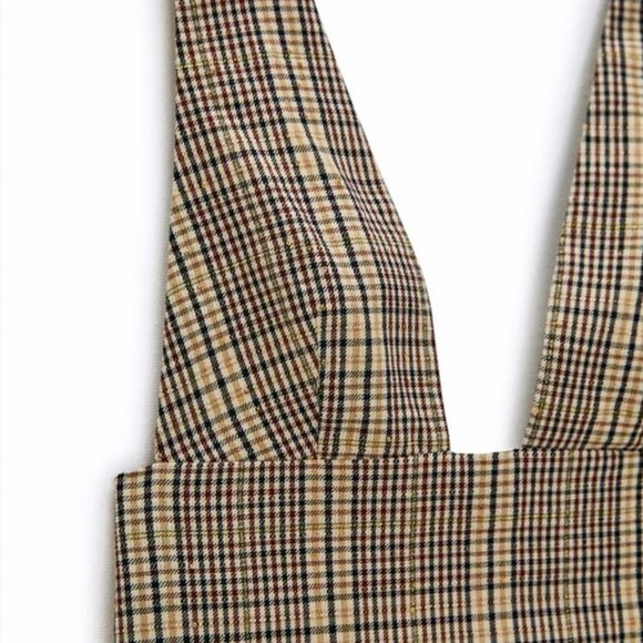 Zara Plaid Pinafore Mini Dress M - Picture 2 of 4